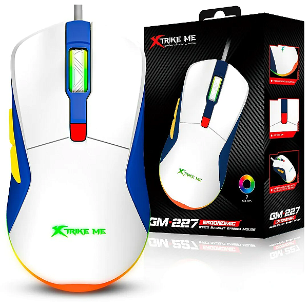 Mouse Gamer com Fio 3600 Dpi, RGB, 6 Botões, Colorido ​​- Xtrike Me GM-227