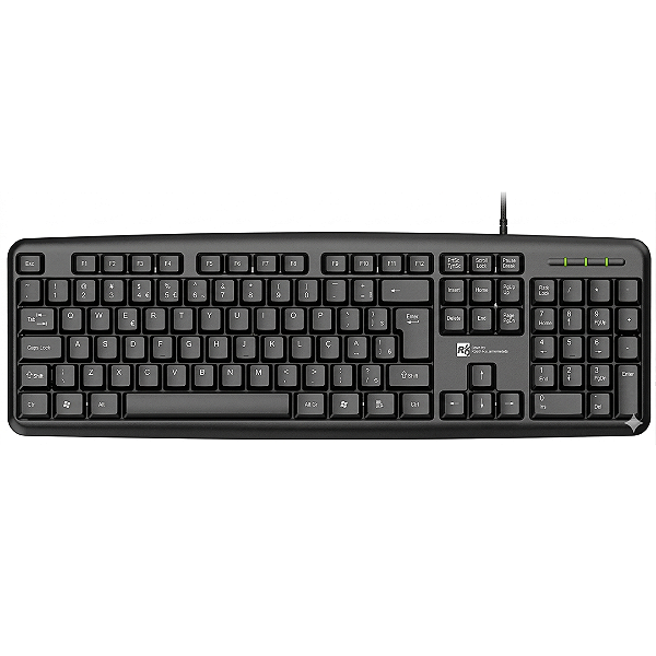 Teclado Com Fio Básico ABNT2, USB 2.0, Preto - R8 Office 1801
