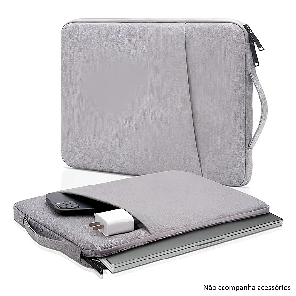 Case Capa para Notebook até 15.6" com Alça e Bolso para Acessórios - Cinza Claro