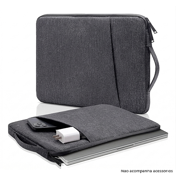 Case Capa para Notebook até 15.6" com Alça e Bolso para Acessórios - Cinza Escuro