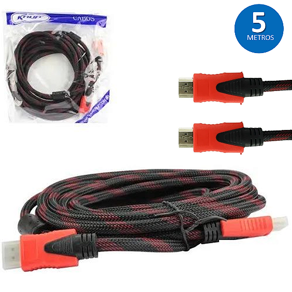 Cabo HDMI com 5 Metros V1.4 em Malha Trançada - Knup KP-YP5003