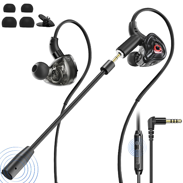 Fone Gamer Intra-Auricular P3 com Microfone Duplo Destacável e Som 360°