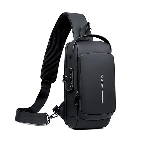 Mini Bolsa Mochila Tiracolo Transversal Anti Furto e Porta USB, Preto - Fashion