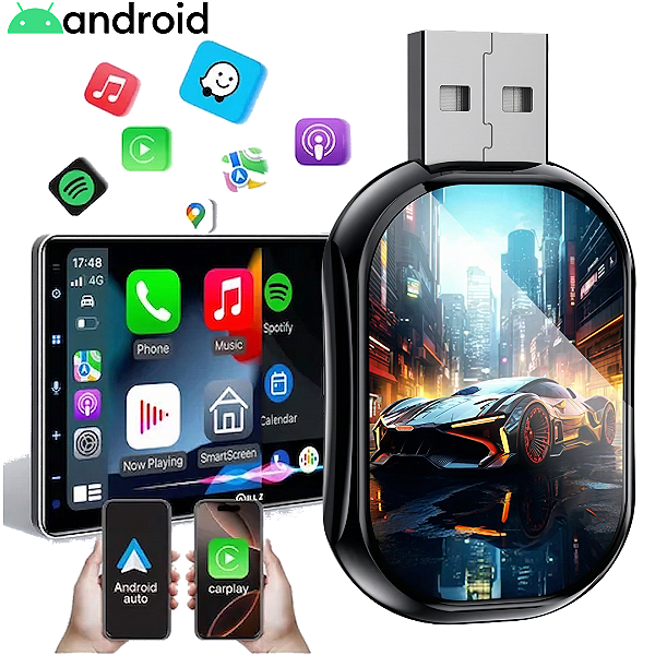 CarPlay e Espelhamento Sem Fio 3 em 1 para Android AirPlay e MirrorLink