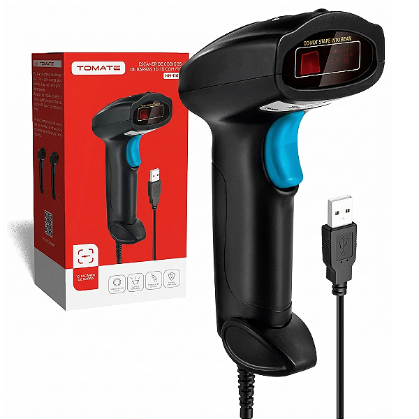 Leitor de Código de Barras Com Fio para Boletos e DANFE - Tomate MDK-101