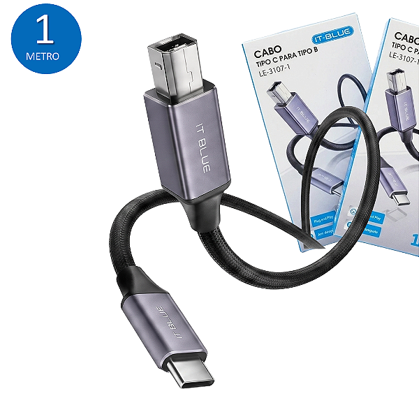 Cabo de Impressora Tipo-C para USB-B 1 Metro - IT-Blue LE-3107