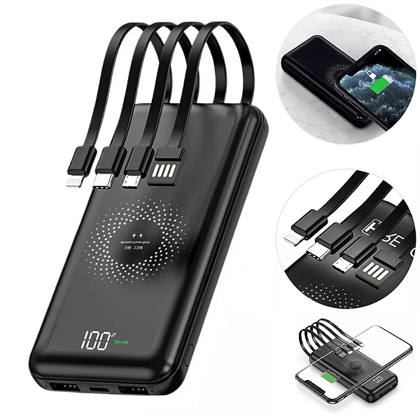 Carregador Portátil Power Bank 10.000mAh Sem Fio Indução - Alfa Gold BTE-17