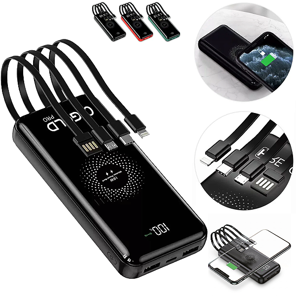 Carregador Portátil Power Bank 20.000mAh Sem Fio Indução - Alfa Gold BTE-21