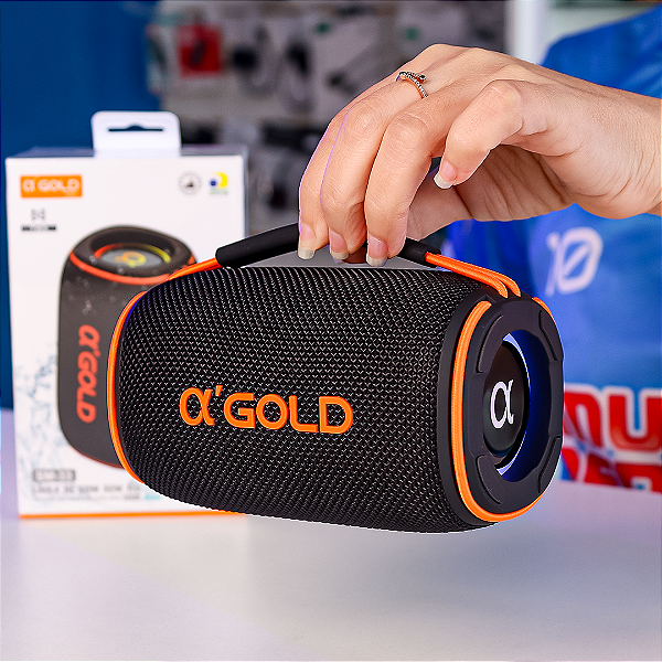 Caixa de Som Bluetooth Potente 15W RMS com TWS e LED - Alfa Gold SM-33