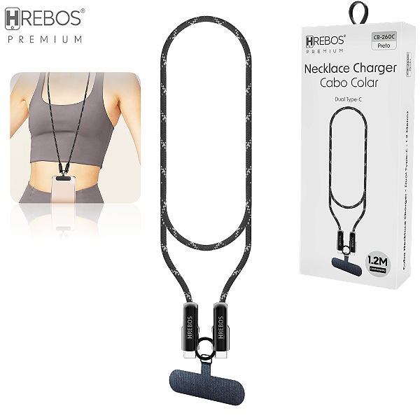 Cabo Tipo C para Tipo C 60W Turbo Estilo Cordão Trançado 1.2m - Hrebos CB-260C