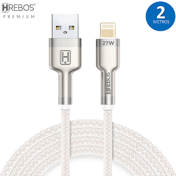 Cabo de Carregamento para iPhone 27W com 2 Metros, Trançado, Metal - Hrebos CB-252i