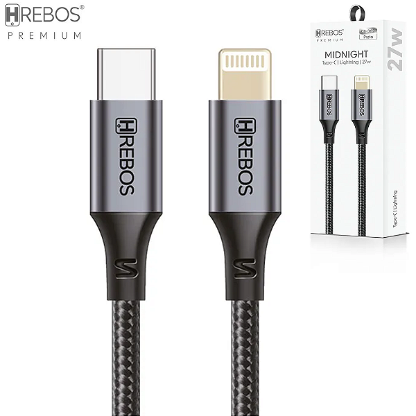 Cabo de Carregamento Tipo C Para iPhone 27W Turbo 1 Metro - Hrebos CB-362i