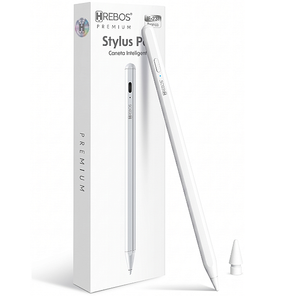 Caneta Touch StylusPen para Tablet e iPad Branca - Hrebos IF-231