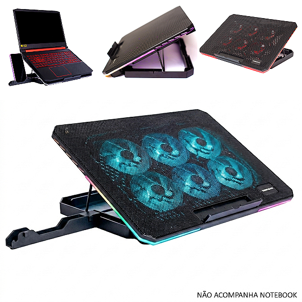Base Suporte com Cooler para Notebook até 17" 6 Fans RGB USB - Kross KE-NBSX08