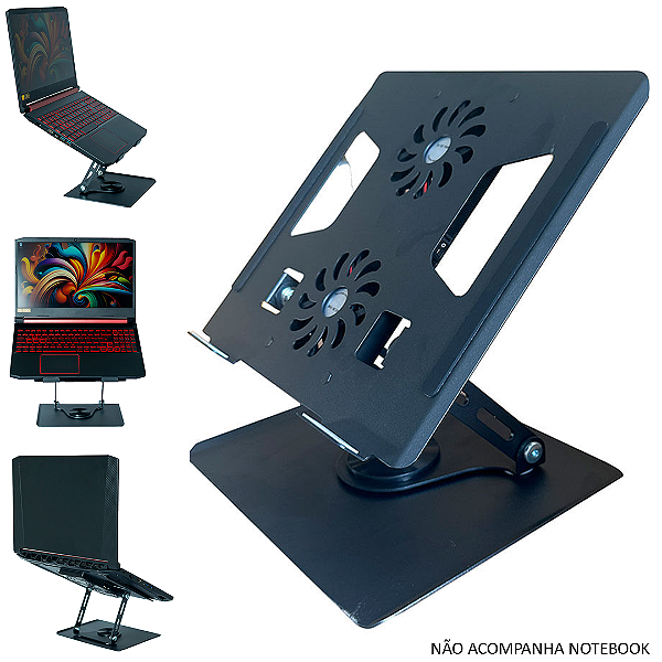Suporte de Mesa Articulado para Notebook Alumínio Giratório 360° 2 Fans - Kross KE-SNA10