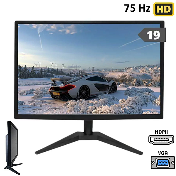 Monitor LED 19 Polegadas HD 75Hz HDMI VGA 16:10 - Hoopson MH-19