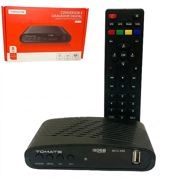 Conversor e Gravador Digital de TV Full HD USB, HDMI e AV - Tomate MCD-666