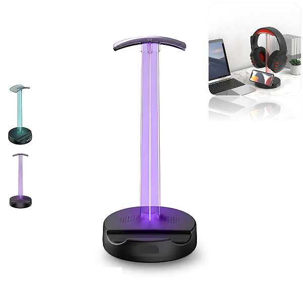 Suporte para Headset Gamer com Iluminação LED RGB 7 Cores - R8 HT01