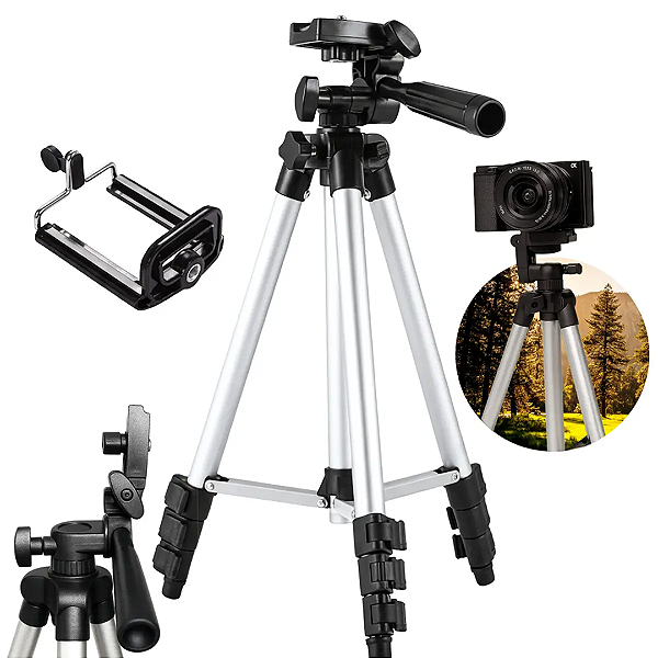 Tripé para Celular e Camera de Alumínio Regulavel 1,02m - Hoopson TP-004