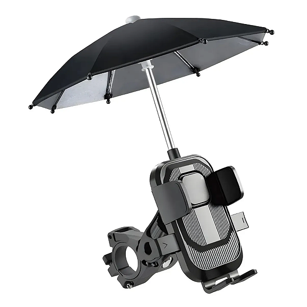 Suporte de Celular com Mini Guarda Chuva Sol e Chuva para Moto e Bike - Lehmox LEY-2323
