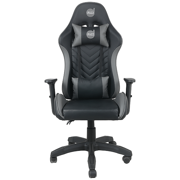 Cadeira Gamer Ergonomica Reclinavel Suporta Ate 140kg Couro PU Preta e Cinza - Dazz Elite Pro