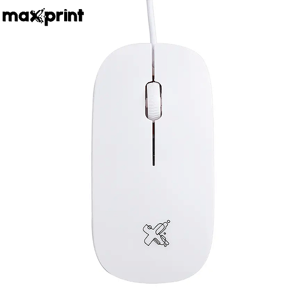 Mouse com Fio Optico USB 1200 DPI Ergonomico para PC e Notebook Branco - Maxprint Surface