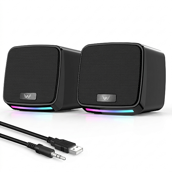 Mini Caixa de Som Gamer RGB Stereo 10W de Potencia para PC e Notebook - Knup KP-RO858