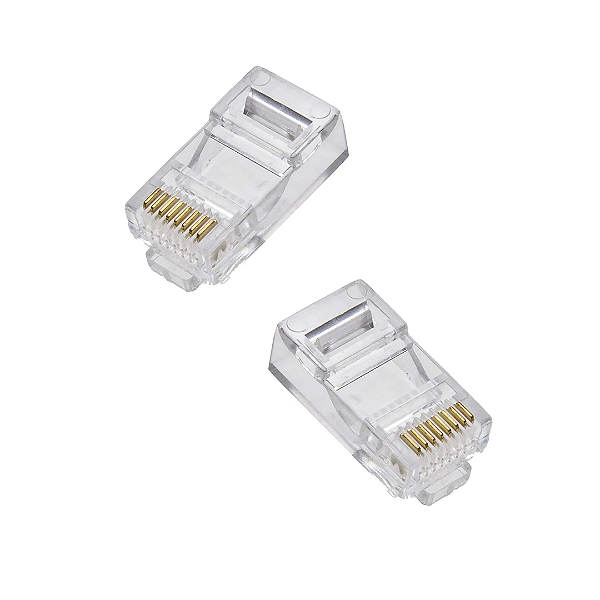 Conector RJ45 Cat5 Cat5e Transparente para Cabo de Rede - Par com 2 Unidades