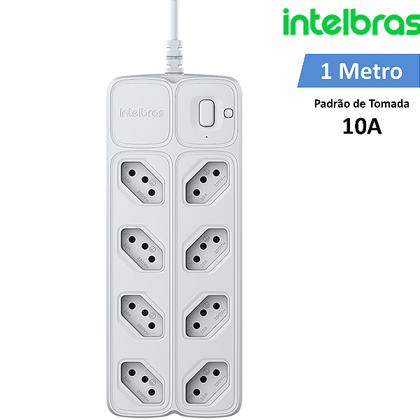 Protetor Eletrônico 8 Tomadas Bivolt com Chave Inteligente Sem Fusivel Branco - Intelbras EPE 2008