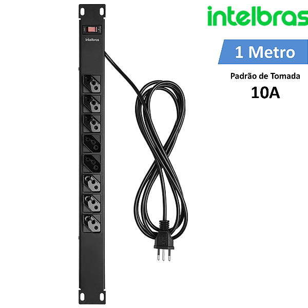 Protetor Eletrônico para Rack Calha 8 Tomadas Bivolt Cabo 1m 10A - Intelbras EPR 208
