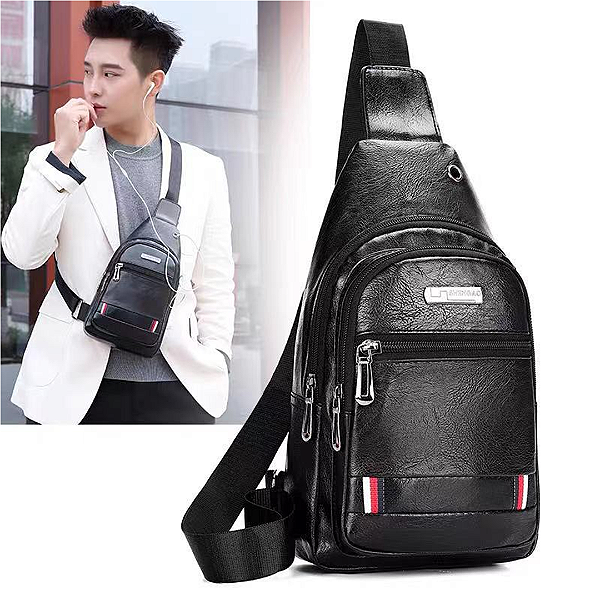 Mini Bolsa Tiracolo Pochete Transversal Ombro de Couro Sintético Preto - Jingpin A2507