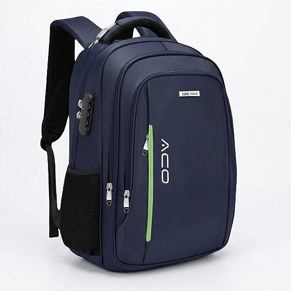 Mochila para Notebook ate 17 Antifurto com Cadeado Reforçada Semi Impermeavel Azul - Aco 1711