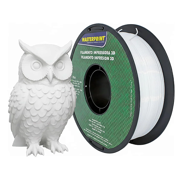 Filamento 3D PLA Silk Brilhante 1kg 1.75mm Cor Branco Textura Macia - Masterprint
