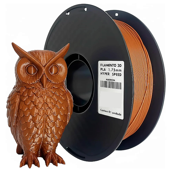 Filamento 3D PLA Brilhante 1kg 1.75mm Cor Marrom Hyper Speed Textura Macia - Masterprint