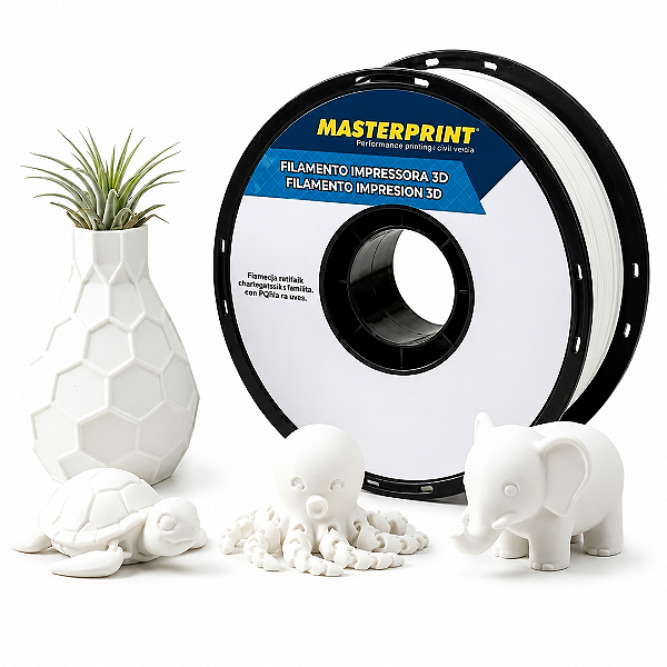Filamento 3D PETG 1kg 1.75mm Cor Branco Fosco Textura Macia - Masterprint