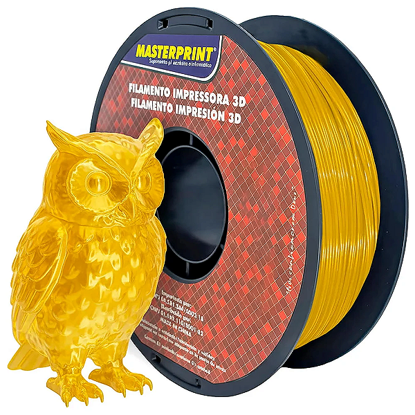 Filamento 3D PETG 1kg 1.75mm Cor Amarelo Translúcido Textura Macia - Masterprint