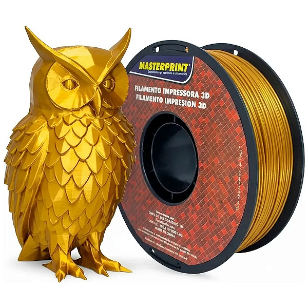 Filamento 3D PETG 1kg 1.75mm Cor Dourado Textura Macia - Masterprint