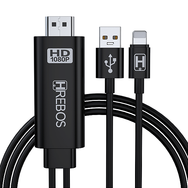 Cabo Adaptador HDMI Espelhamento de Tela na TV para iPhone 1.8m - Hrebos HS-153