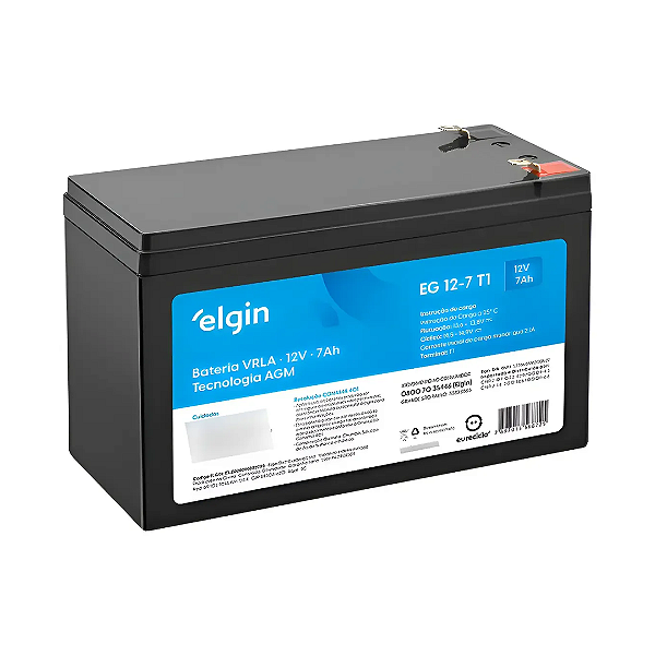 Bateria Selada VRLA 12V 1,3Ah AGM para Alarme e Segurança - Elgin EG12-SEG T1