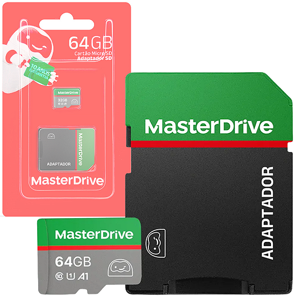 Cartão de Memoria 64Gb Classe 10 MicroSD com Adaptador SD - MasterDrive M-505