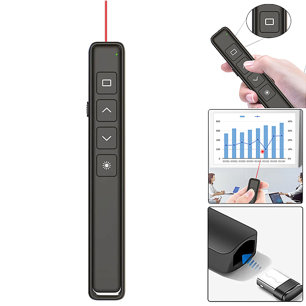 Passador de Slides Sem Fio Laser Pointer Recarregável Type-C - APS-001