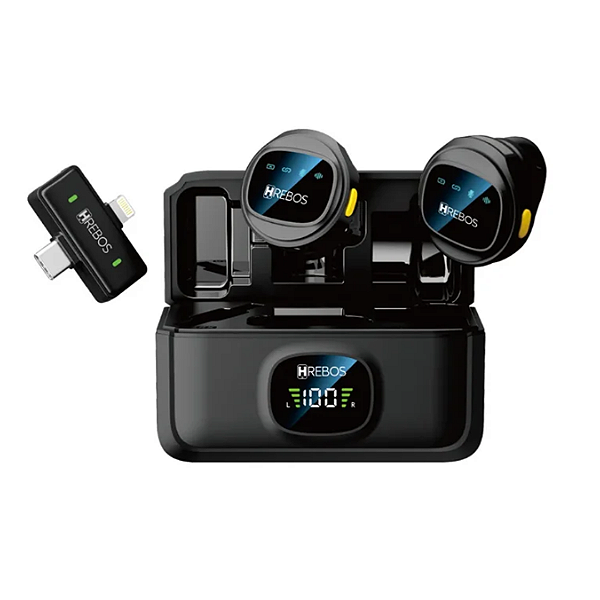 Microfone de Lapela Profissional Duplo para Celular Android e iPhone - Hrebos MF-103