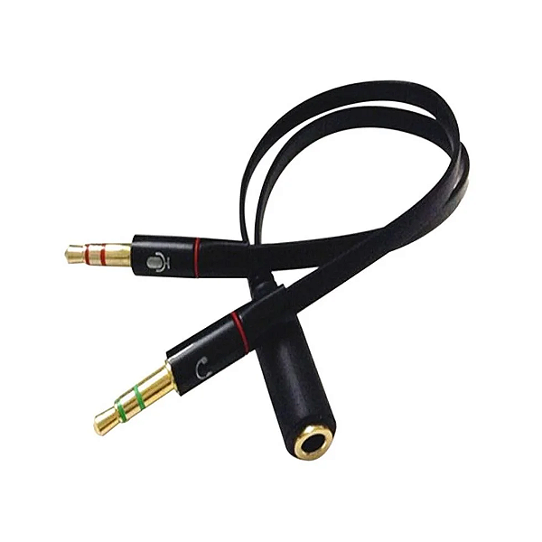Cabo Adaptador de Áudio P3 Fêmea para 2 P2 Macho Fone e Microfone para PC e Notebook - Verde