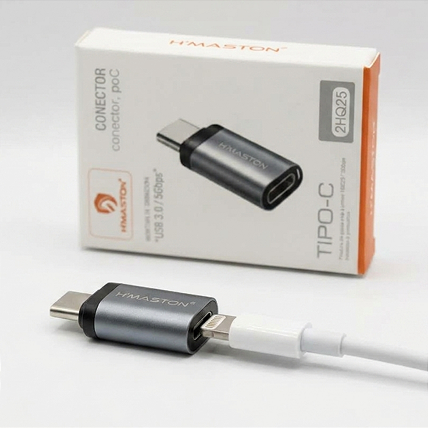 Adaptador Lightning Fêmea para Tipo-C Macho para Carregamento e Dados - H'maston ZHQ25