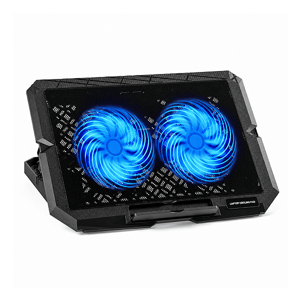 Base para Notebook com Dupla Ventoinha LED Azul e Ajuste de Altura - Exbom CP-M20