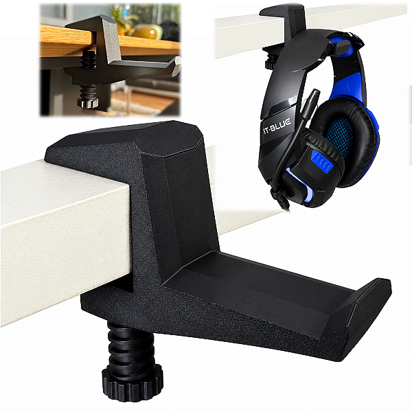 Suporte de Mesa para Headset e Fone de Ouvido de Encaixe com Morsa - Preto
