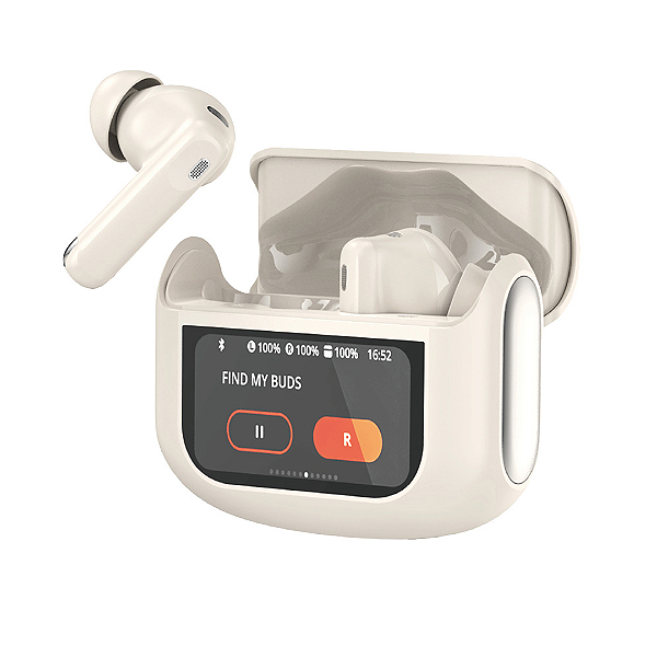 Fone de Ouvido Sem Fio TWS Bluetooth, Bege / Off-White - Hrebos AirTouch EB-216