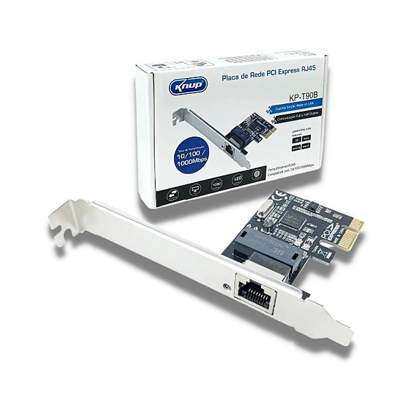 Placa de Rede PCI Express Gigabit Ethernet 10/100/1000 Mbps RJ45 - Knup KP-T90B
