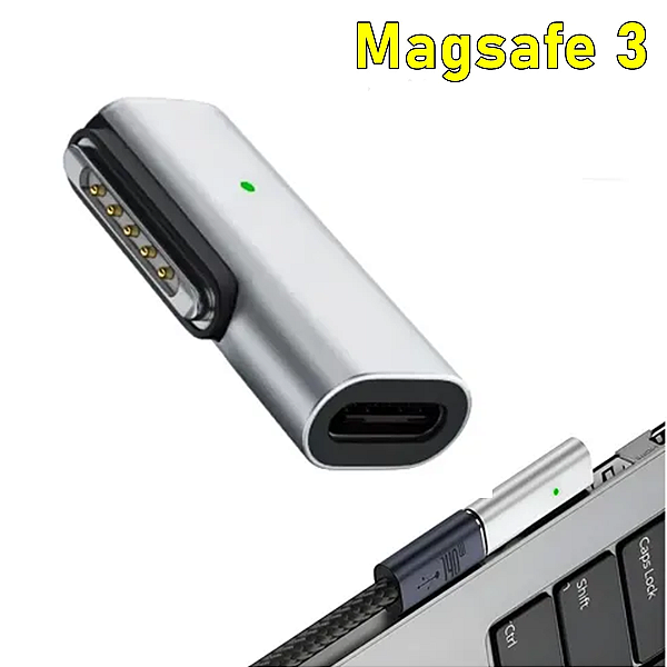 Adaptador USB-C para MagSafe 3 Angular em Alumínio 140W PD para MacBook Air e Pro
