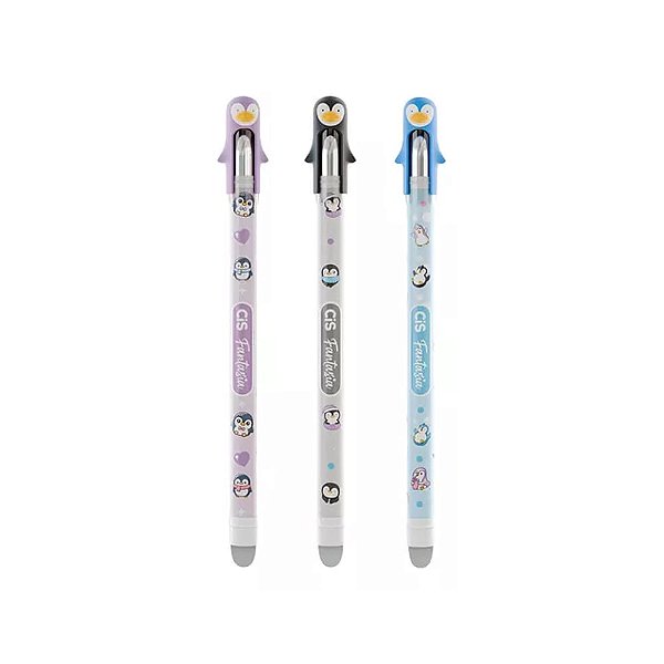 Caneta Apagável Fantasia Pinguim Azul Cis